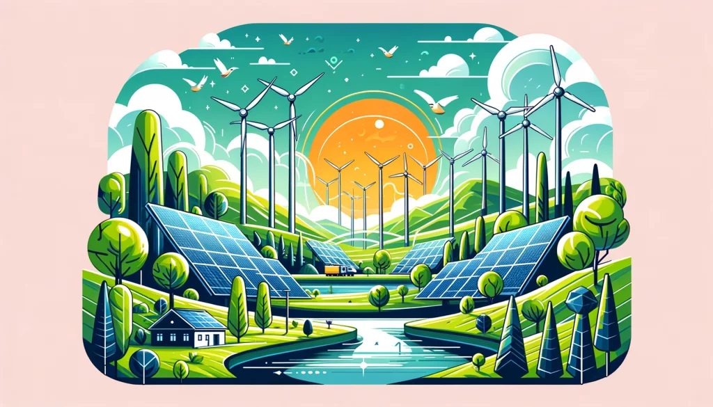 Erneuerbare Energien: Ein Einsteiger-Guide zu sauberer Energie für Ihr Zuhause! 4 Illustration erneuerbarer Energiequellen, die die Bedeutung sauberer Energie für das Zuhause hervorhebt