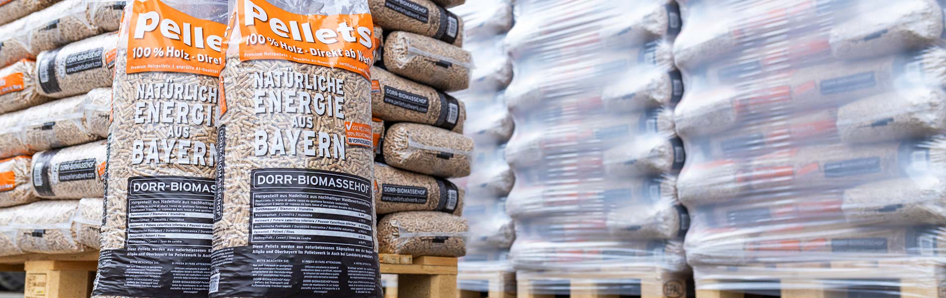 Palettenweise Pellets Sackware im Werksverkauf - Premium Holzpellets direkt ab Werk. Pellets kaufen.
